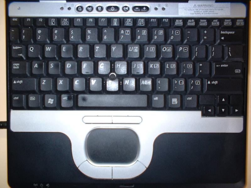The notebook's keyboard