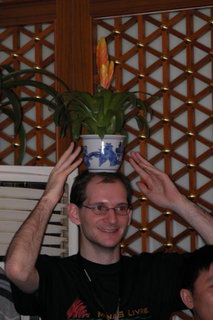 Martin
wearing a plant crown